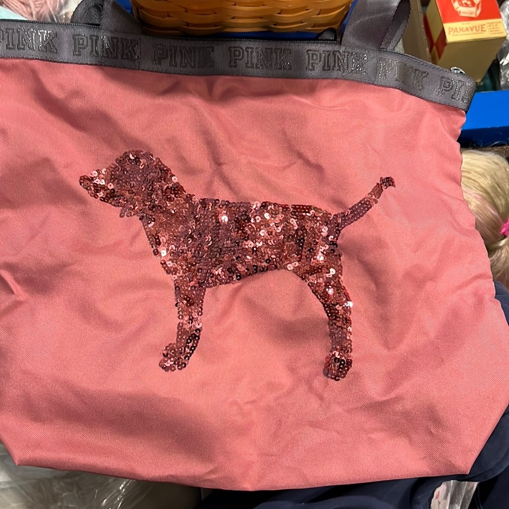 VS Pink Tote Bag with Sequined Dog